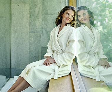 Natural bathrobe made from 100% cotton