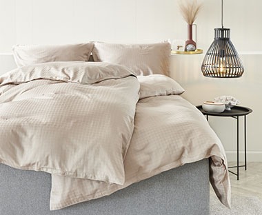 100% cotton sateen double duvet cover set in sand