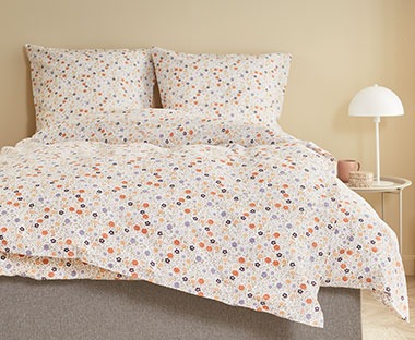 Multi-coloured patterned double duvet cover set