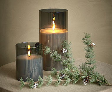 Grey glass LED candles