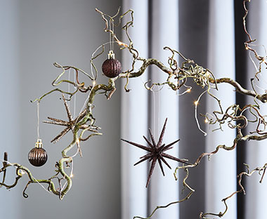 Christmas baubles with gold and silver star