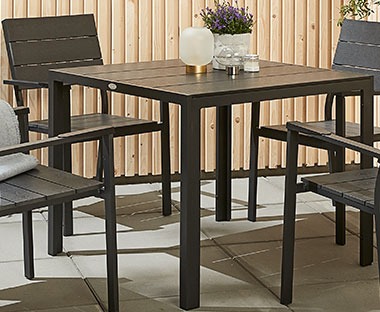 Black outdoor table and 4 chairs
