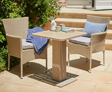 Bistro table in nature with 2 garden chairs