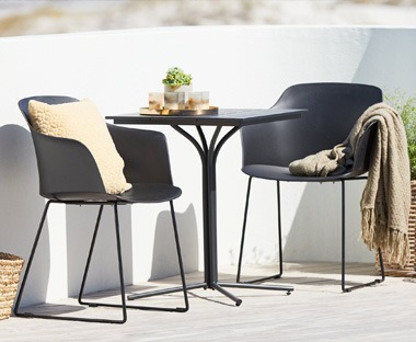 Black bistro table and 2 chairs for garden