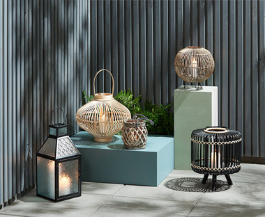 Range of lanterns in different designs and colours