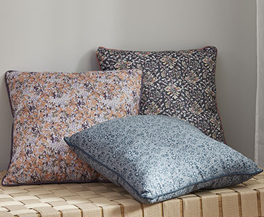 3 colourful patterned cushions for home