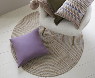 Round jute and cotton rug 