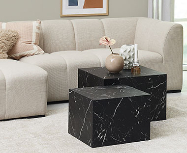 Marble coloured coffee table set made from MDF