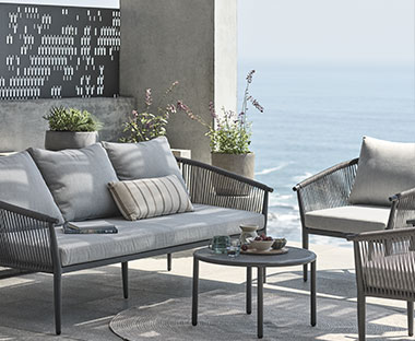  KIRKENES Lounge set 5-seater grey on ocean view