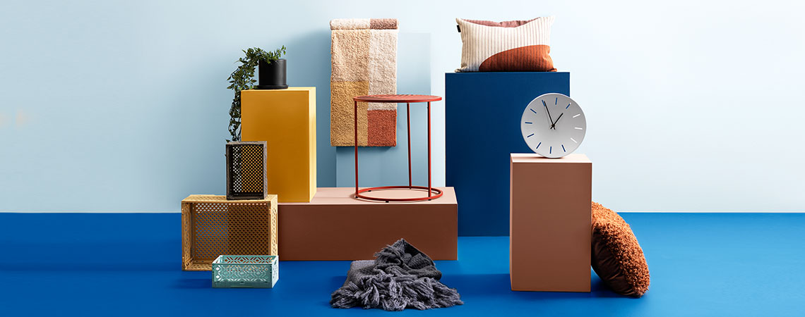 Storage boxes, cushions and small furniture with a playful twist