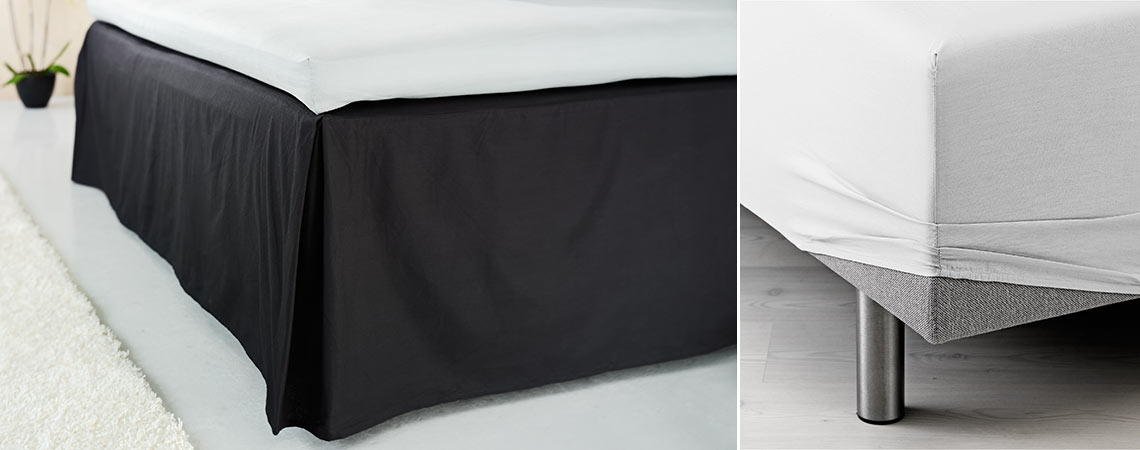 Valance bed sheet in black and white bottom fitted sheet 