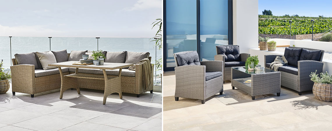 Two garden lounge sets in rattan