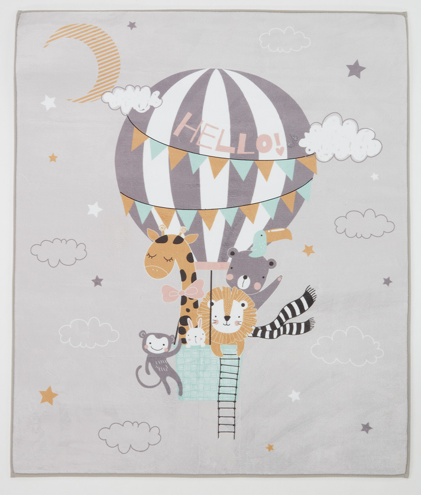 ARISTEA children's rug with animals in hot air balloon Children's rug with cute animals and hot air balloon