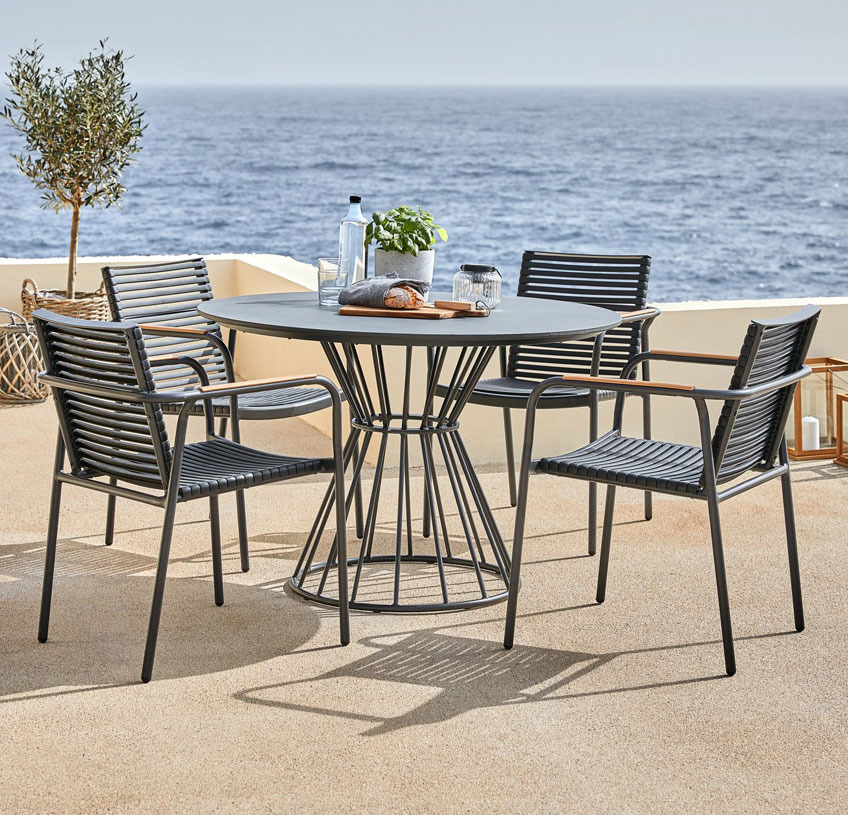 FAGERNES D110 table grey + 4 NABE chair black FAGERNES D110 table grey + 4 NABE chair black