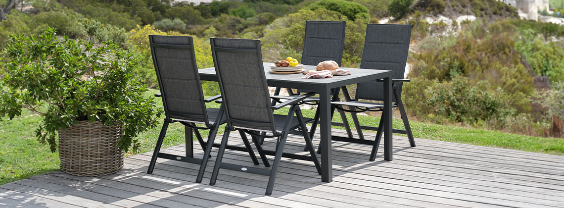 Garden table with chairs on patio