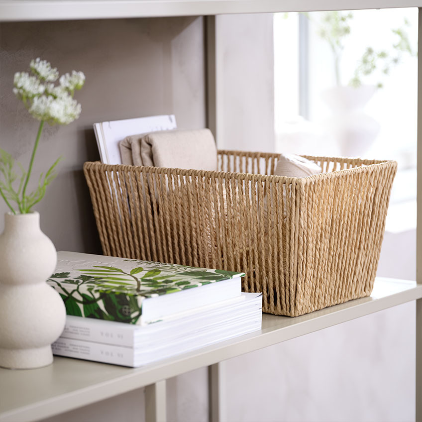 LARSEMIL basket Storage basket made with paper strands that are braided