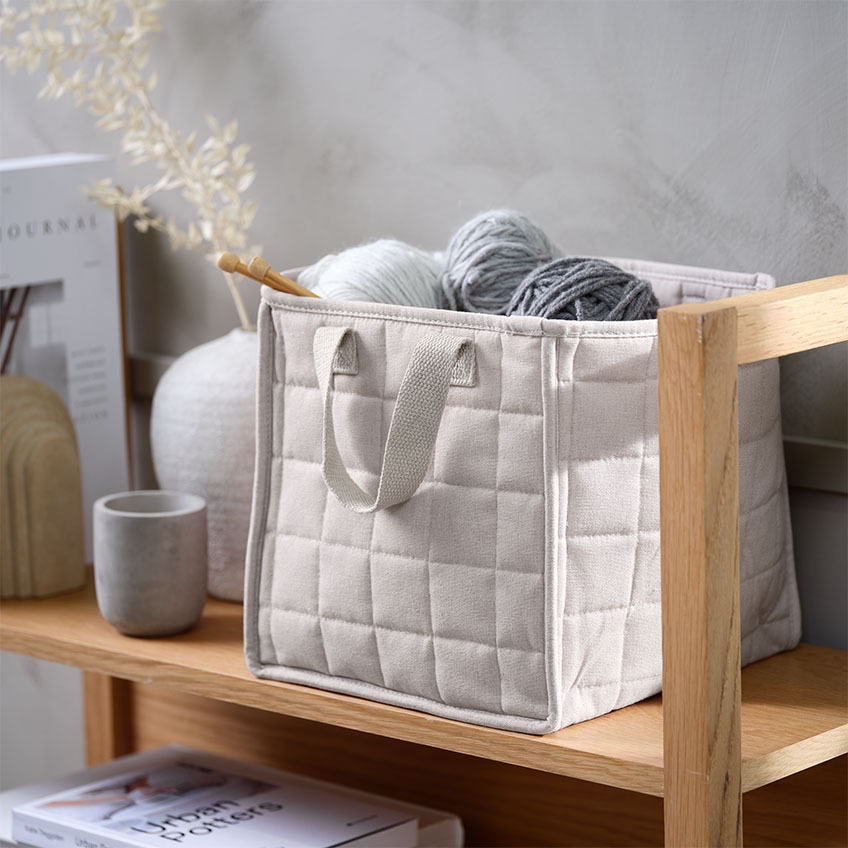 The KETIL textile basket is made with GRS-certified recycled cotton and polyester Textile basket made with GRS-certified recycled cotton and polyester
