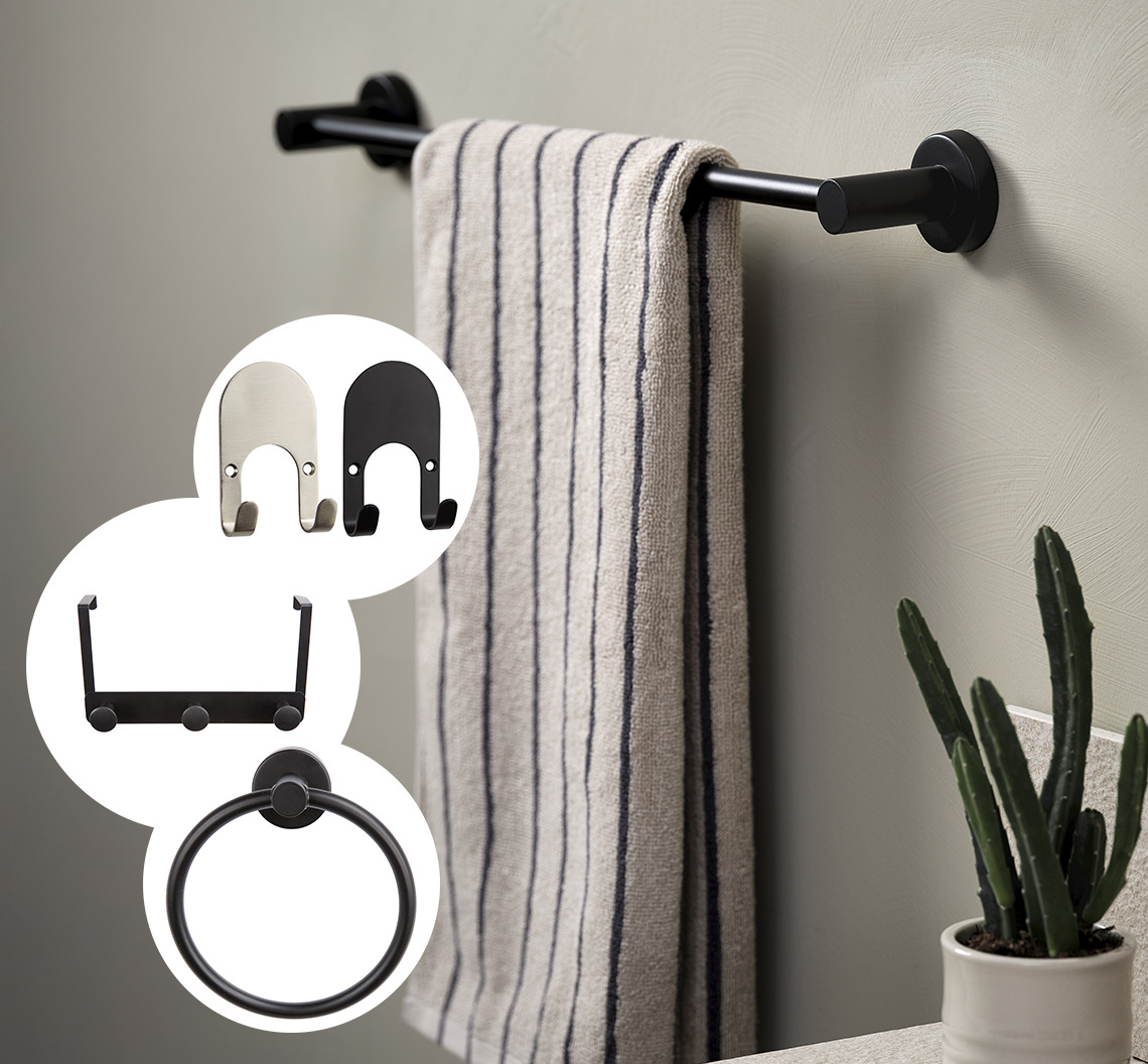 Towel holder with striped towel