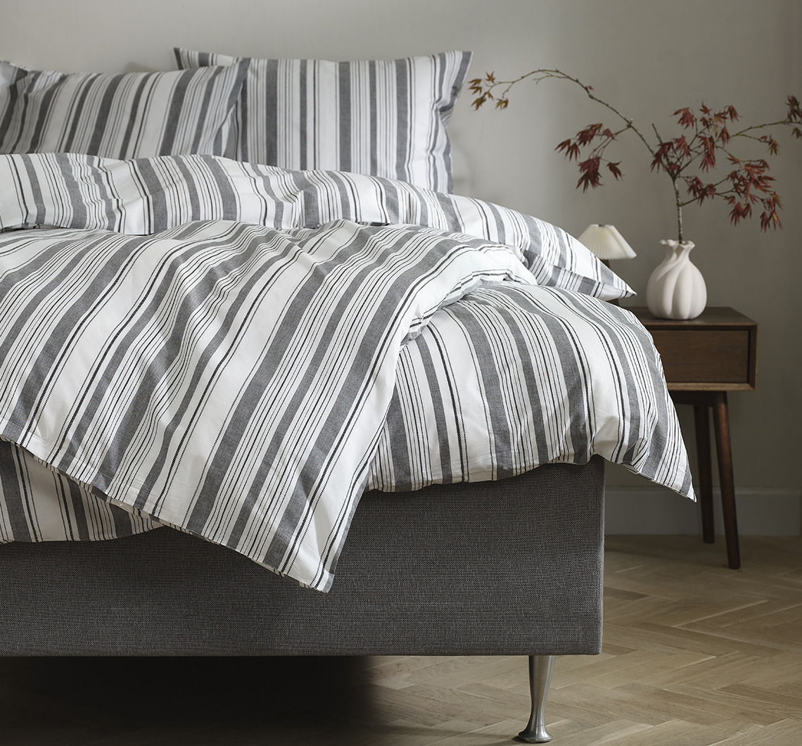 IDA bed linen is 100 % OEKO-TEX® STANDARD 100, Better Cotton certified cotton Striped duvet cover set