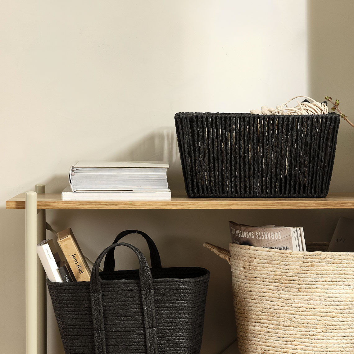 From July 2025, the LARSEMIL basket is also available in black Storage basket made with paper strands that are braided