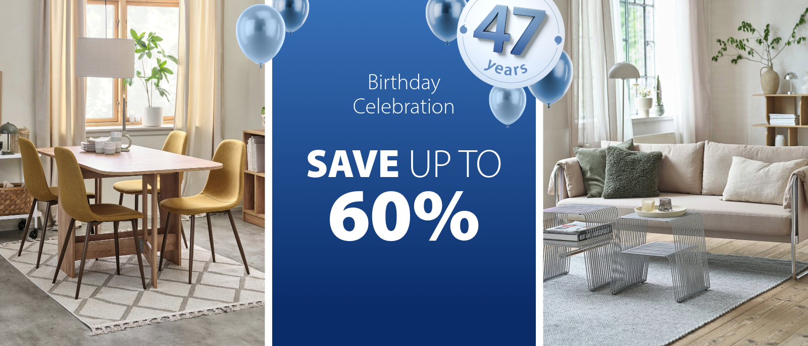 JYSK birthday celebration dining set and sofa