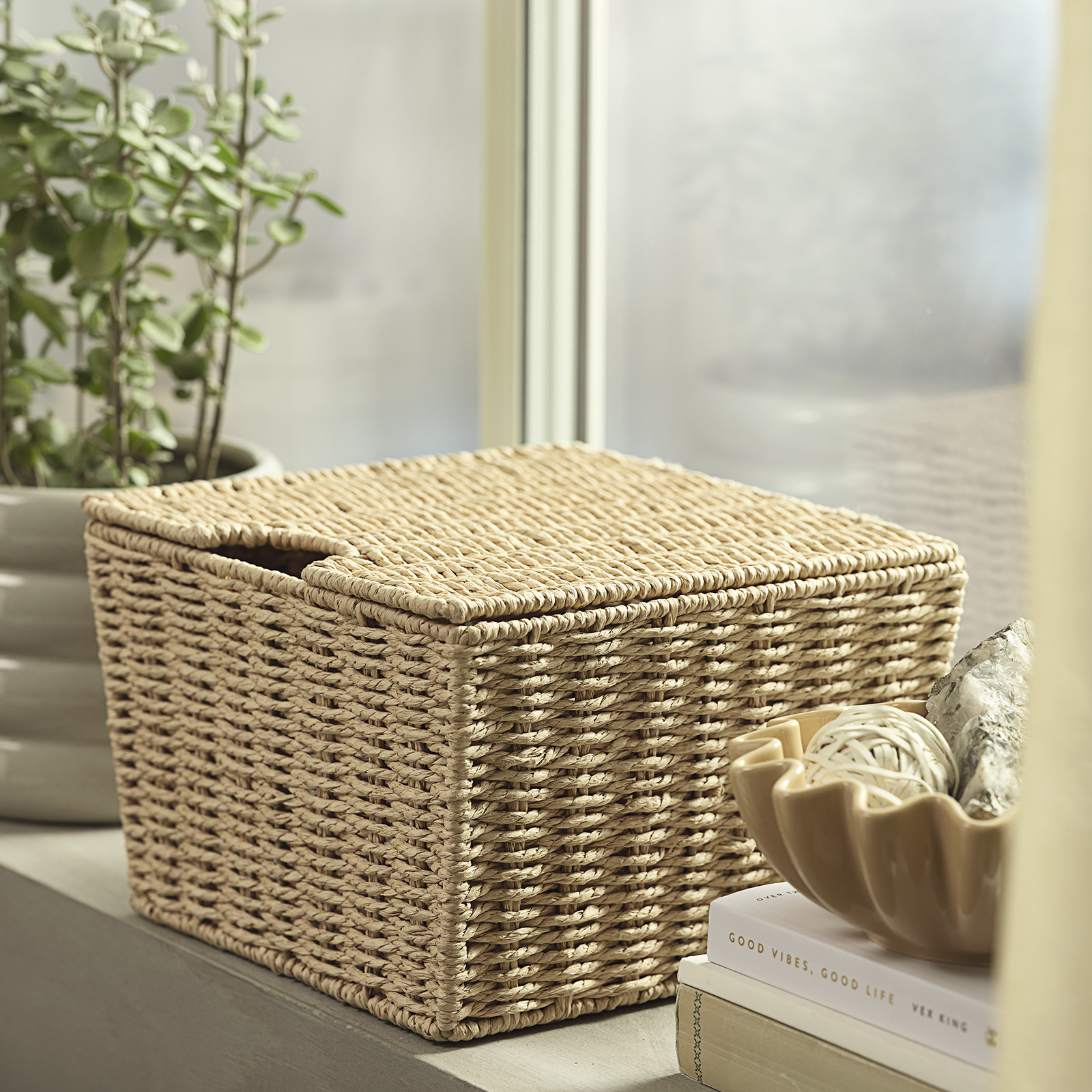 ESPEN basket with lid Basket with lid on a windowsill