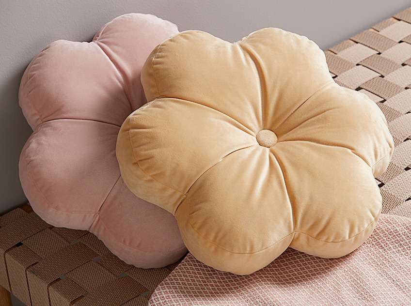 FRESIA colourful cushions in yellow and pink Colourful velvet cushions in yellow and pink
