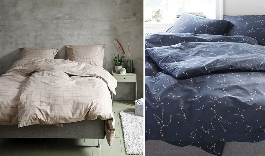 TANJA khaki bedlinen and SIRI dark blue bed linen One bedroom with khaki bed linen and one with blue bed linen