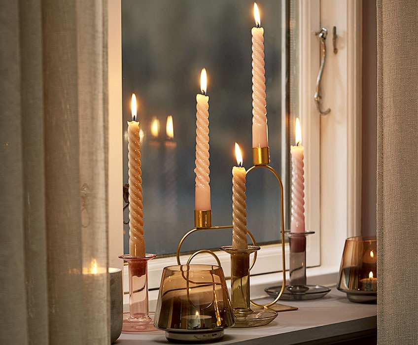 Decorative candlesticks and twisted candles 