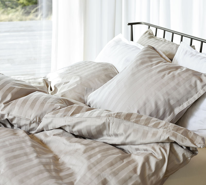 NELL duvet cover set can be mixed and matched with an amazing result Bed with duvets and pillows with a striped bedding
