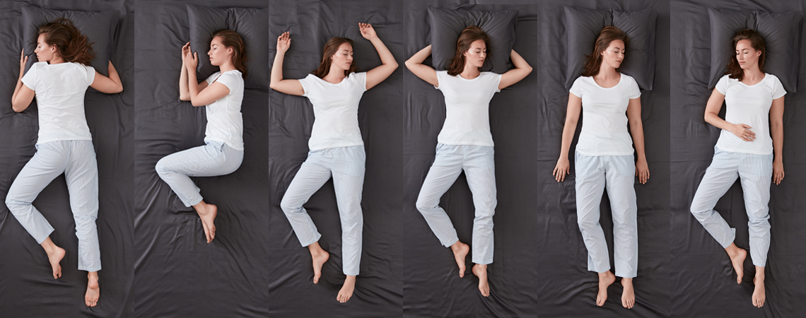 Woman in different sleeping positions