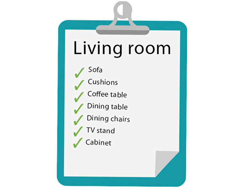 First living room essentials checklist