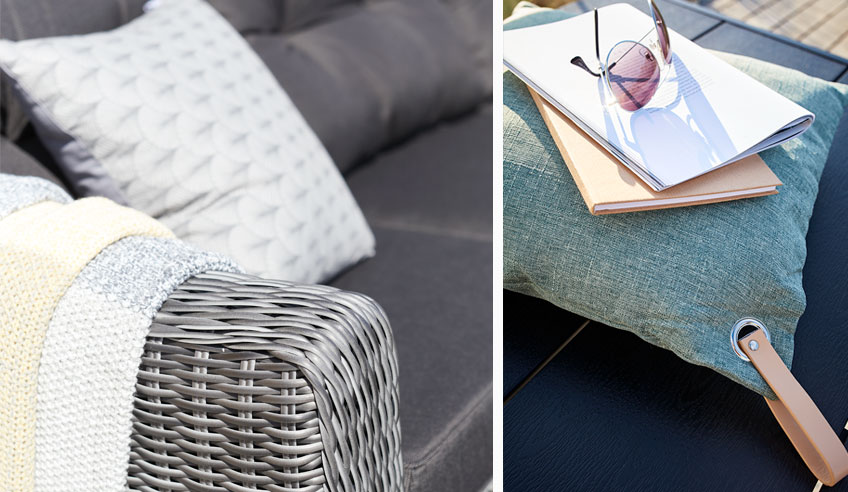 Summer cushions and accessories for a holiday home