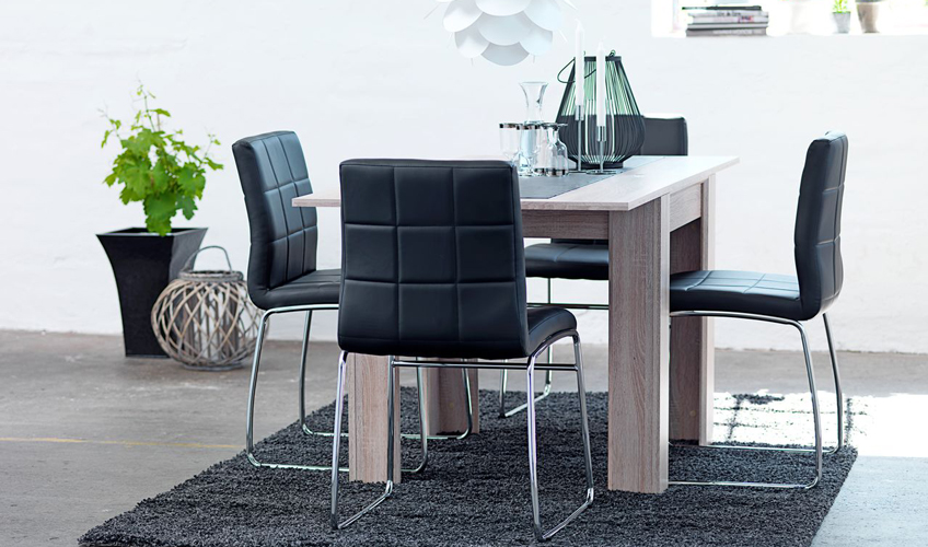 Masculine styled dining table and chairs from JYSK