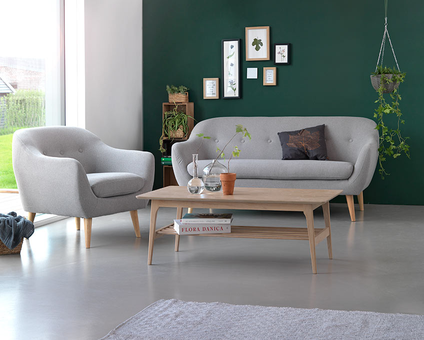 light grey armchair and matching sofa at JYSK