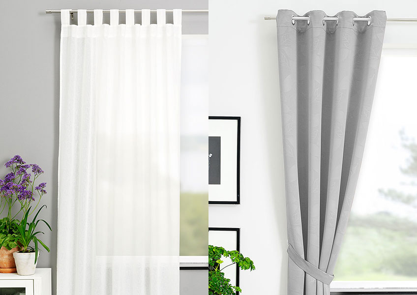 Light and calm coloured curtains with added greenery