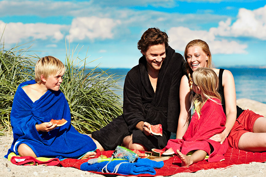 Family having picnic on the beach