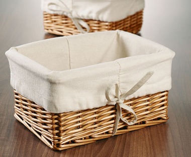 Wicker storage baskets and boxes