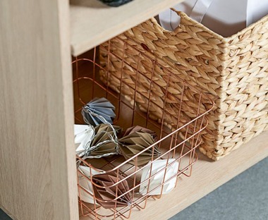 Wicker baskets and boxes for storage solutions