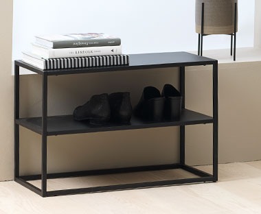 Shoe rack with 2 shelves in black